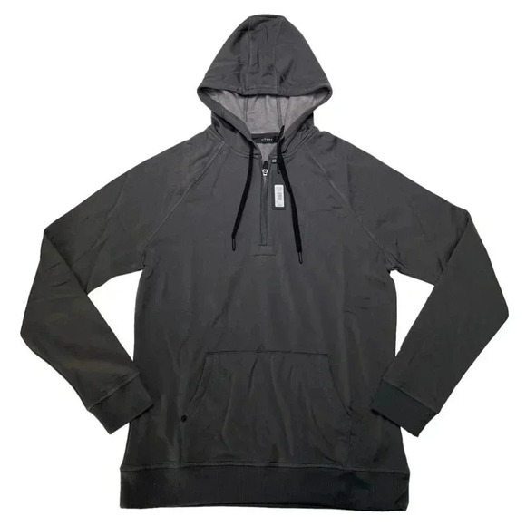 Natori Sathya Volcanic Ash Grey Relaxed Fit 1/4 Zip Hooded Mens Sweatshirt - Picture 3 of 11